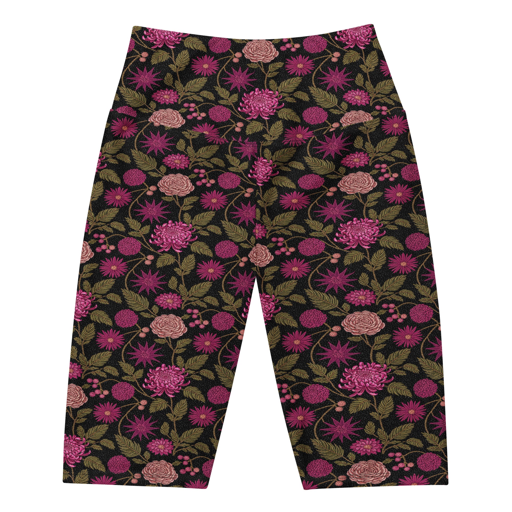 Women's midnight paillette peony bike shorts front view