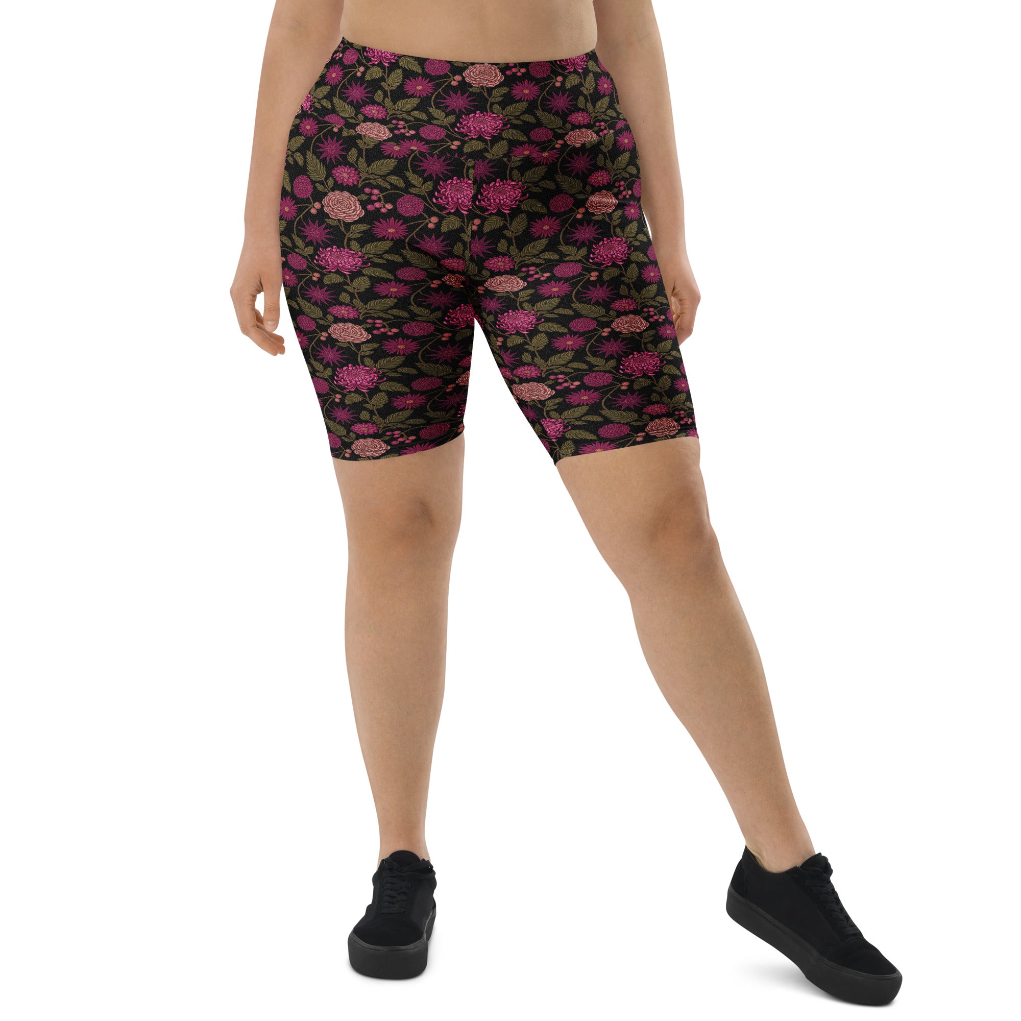 Midnight Paillette Peony Bike Shorts | GearBunch