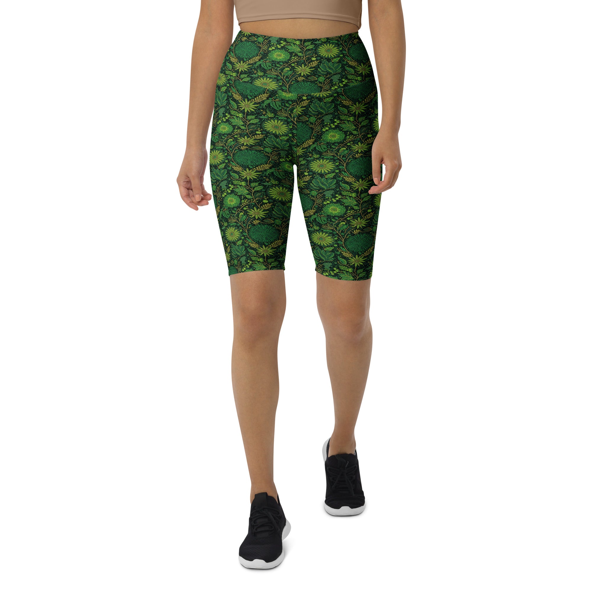 Emerald Paillette Jungle Bike Shorts | GearBunch