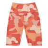 Women's coral sunset camo bike shorts front view