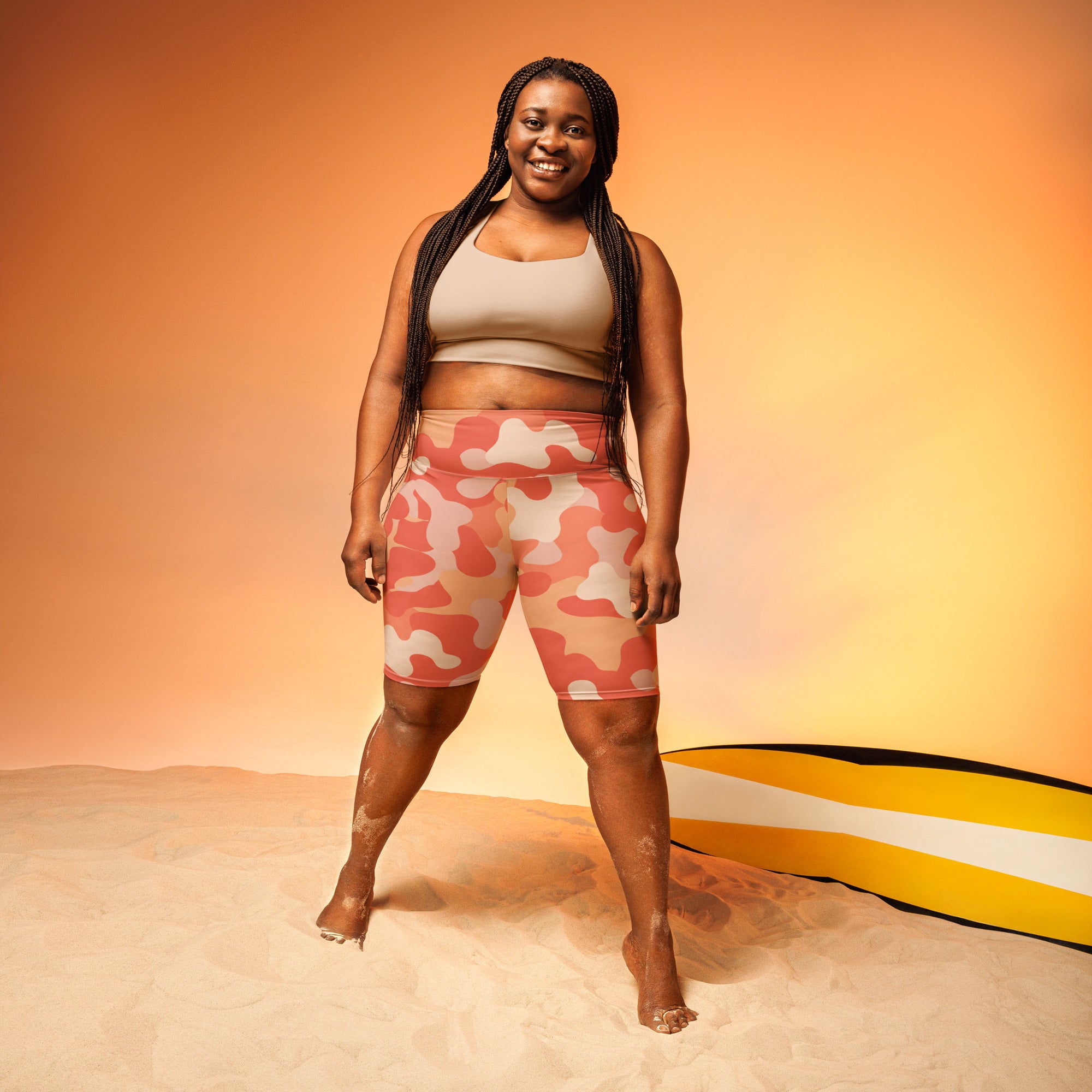 Coral Sunset Camo Bike Shorts | GearBunch