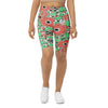 Women's coral mint pattern bike shorts front view