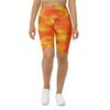 Women's sunset blaze patterned bike shorts front view