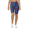 Women's midnight galaxy printed bike shorts front view