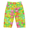 Women's watercolour tropical punch bike shorts front view