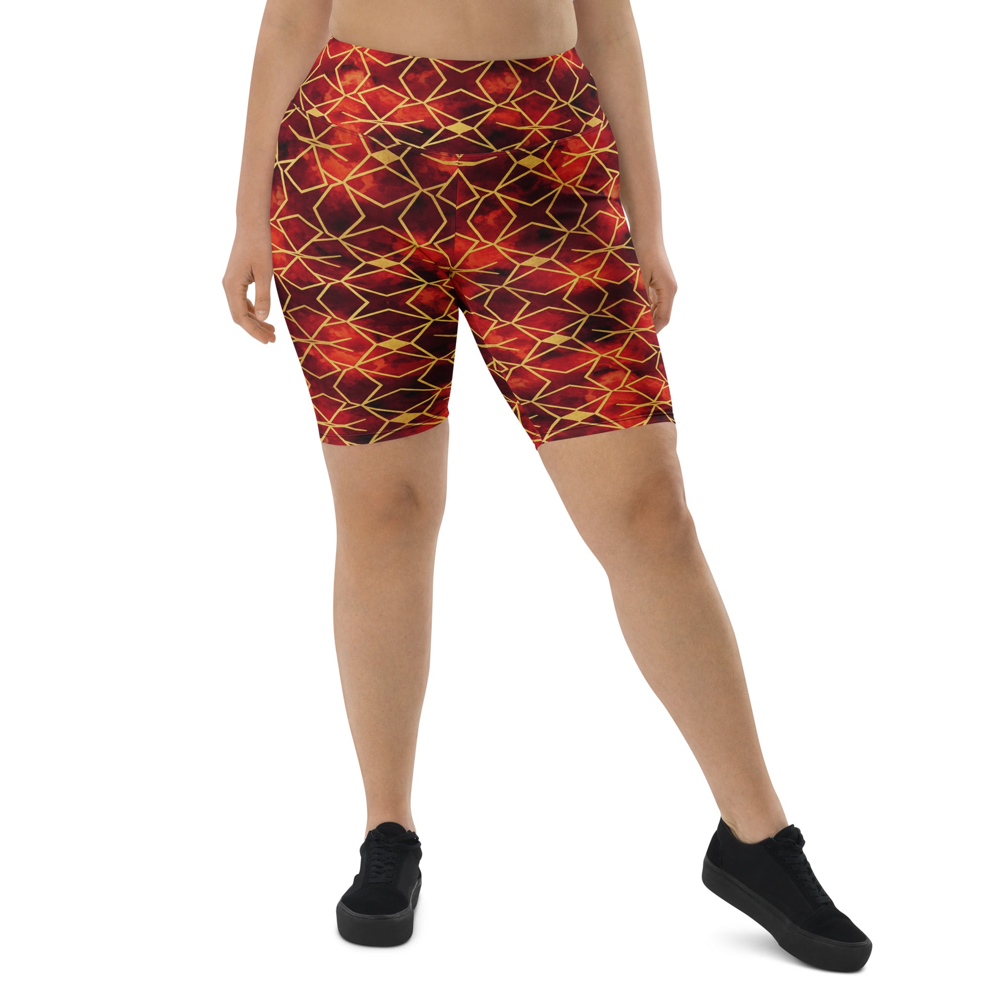 Arabic Watercolour Ruby Gold Bike Shorts | GearBunch