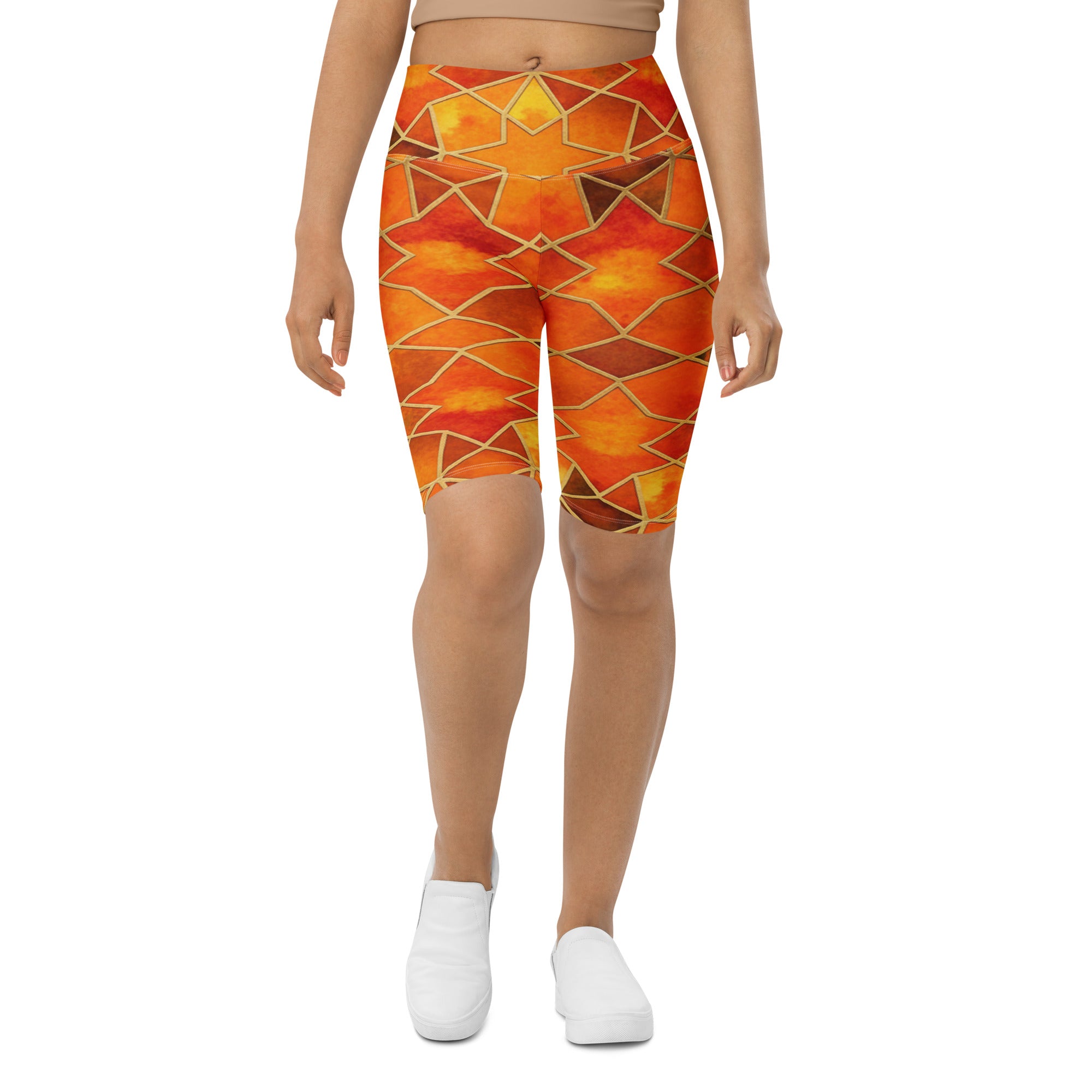 Arabic Watercolour Autumn Spice Bike Shorts | GearBunch