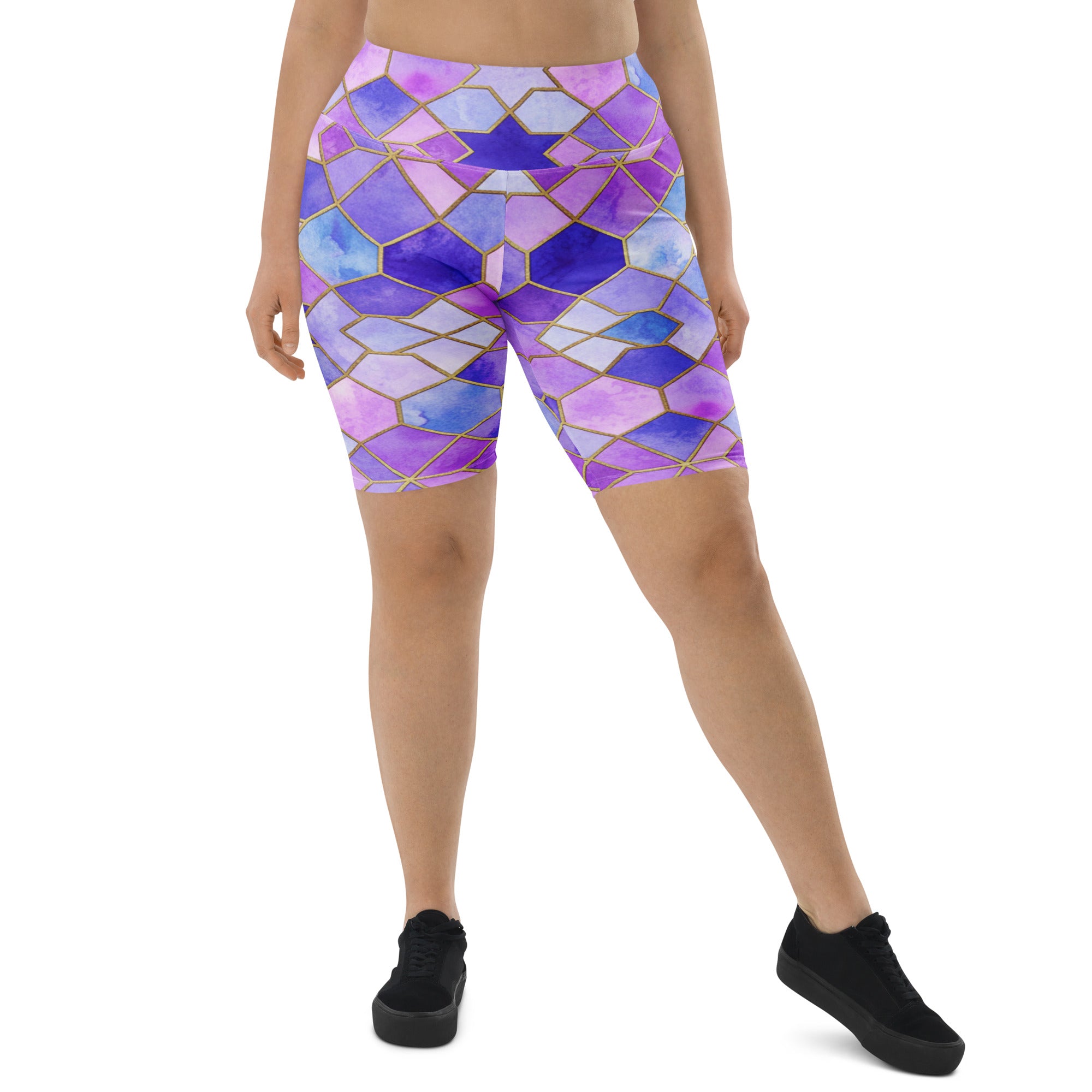 Arabic Watercolour Lavender Fields Bike Shorts | GearBunch