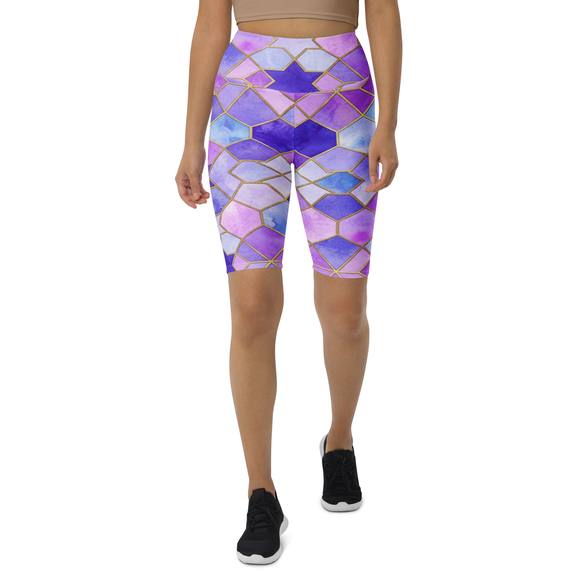 Arabic Watercolour Lavender Fields Bike Shorts | GearBunch