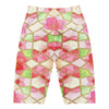 Women's arabic watercolour cherry blossom bike shorts front view