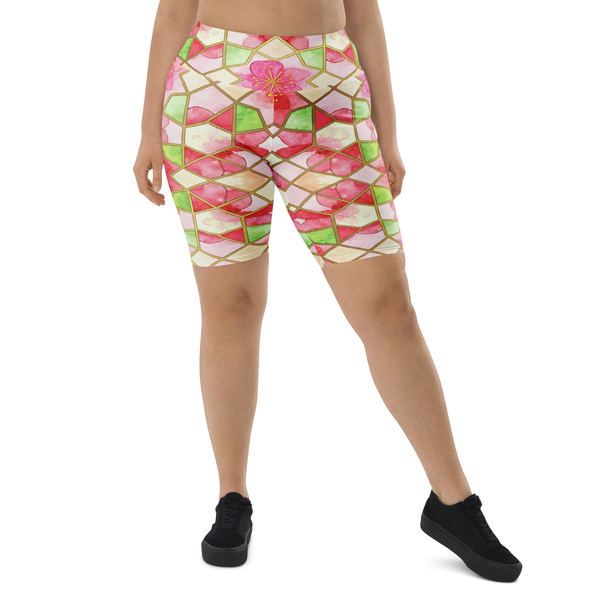 Arabic Watercolour Cherry Blossom Bike Shorts | GearBunch