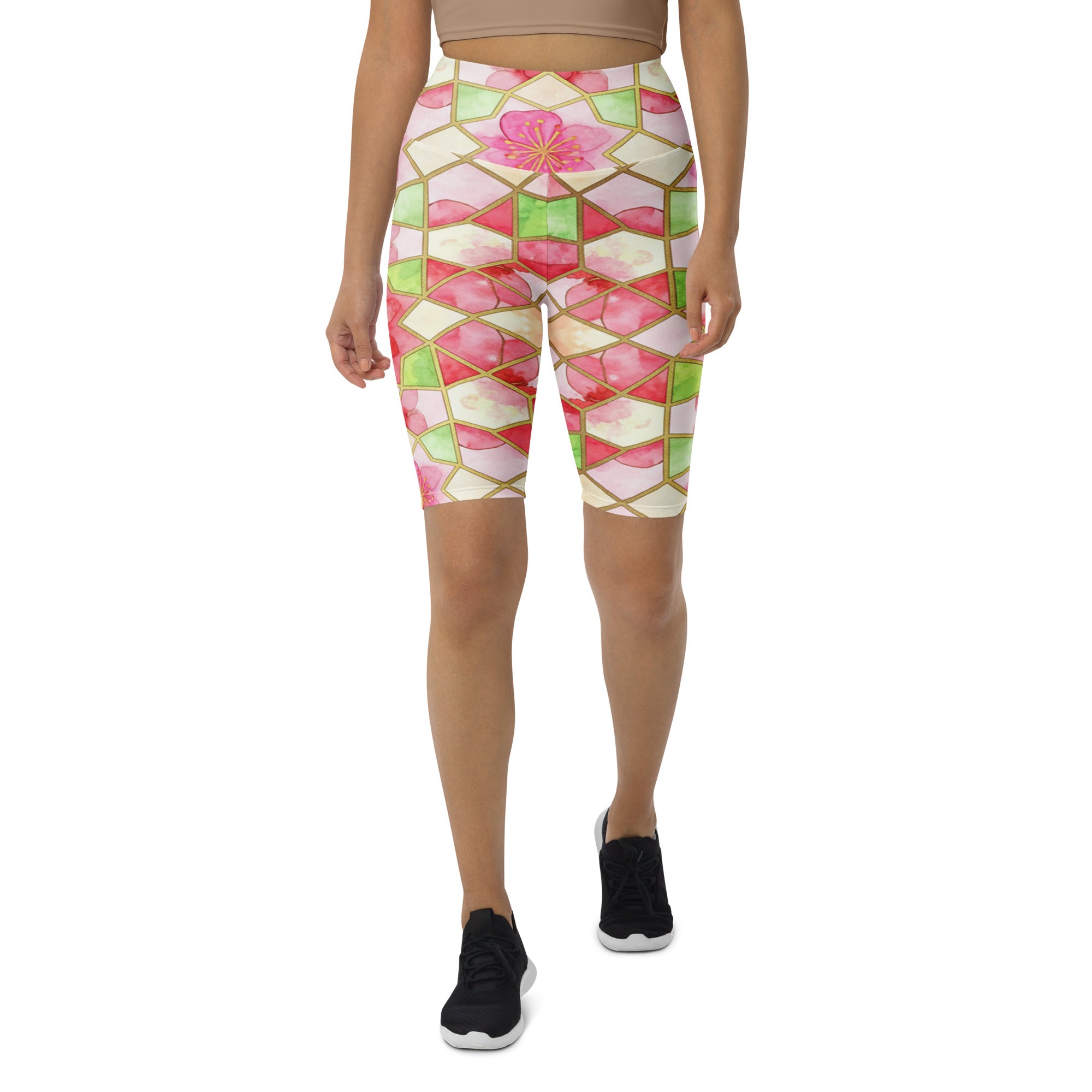 Arabic Watercolour Cherry Blossom Bike Shorts | GearBunch
