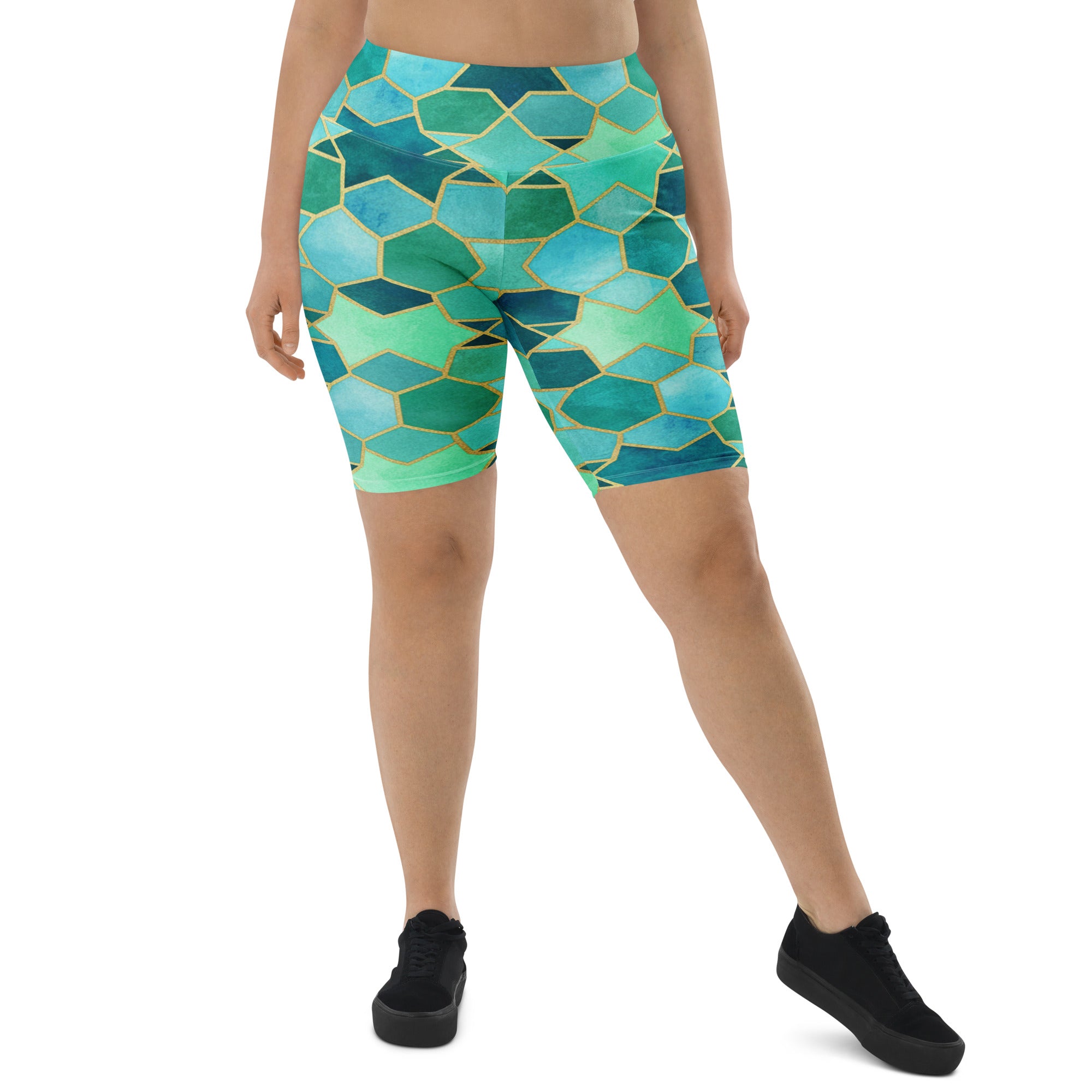 Arabic Watercolour Lagoon Bike Shorts | GearBunch
