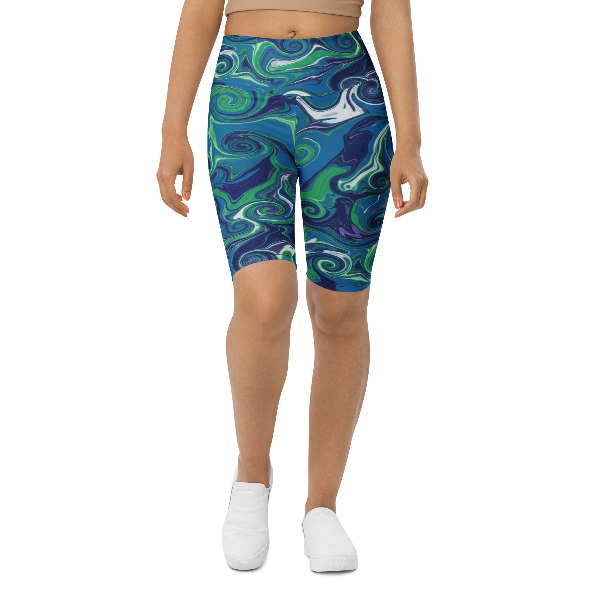 Liquid Marble Arctic Aurora Bike Shorts | GearBunch