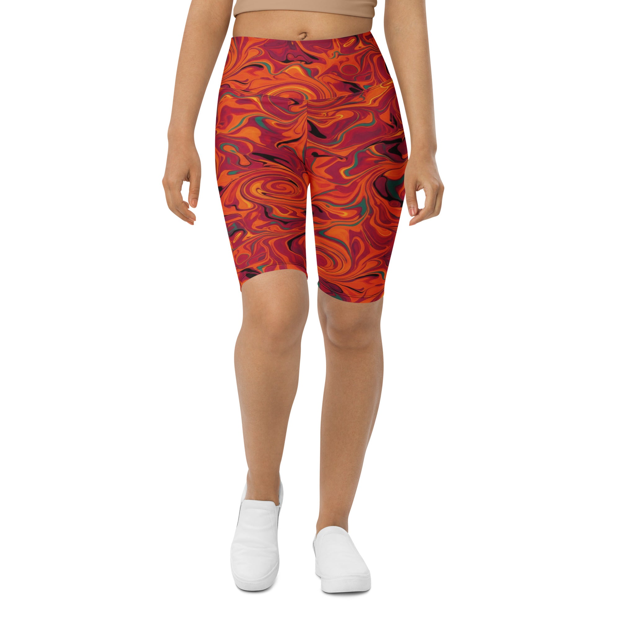 Liquid Marble Fire Opal Bike Shorts | GearBunch
