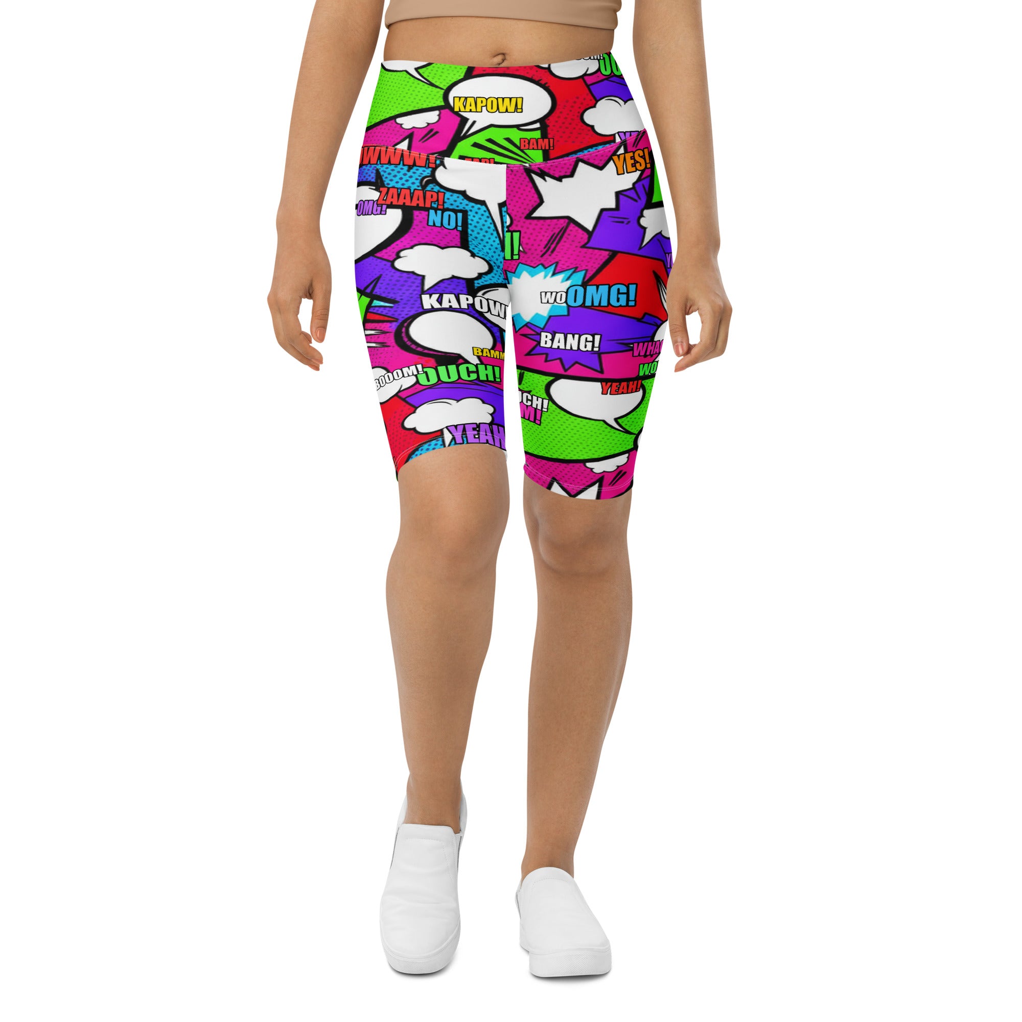 Comic Pop Neon Pink Bike Shorts | GearBunch