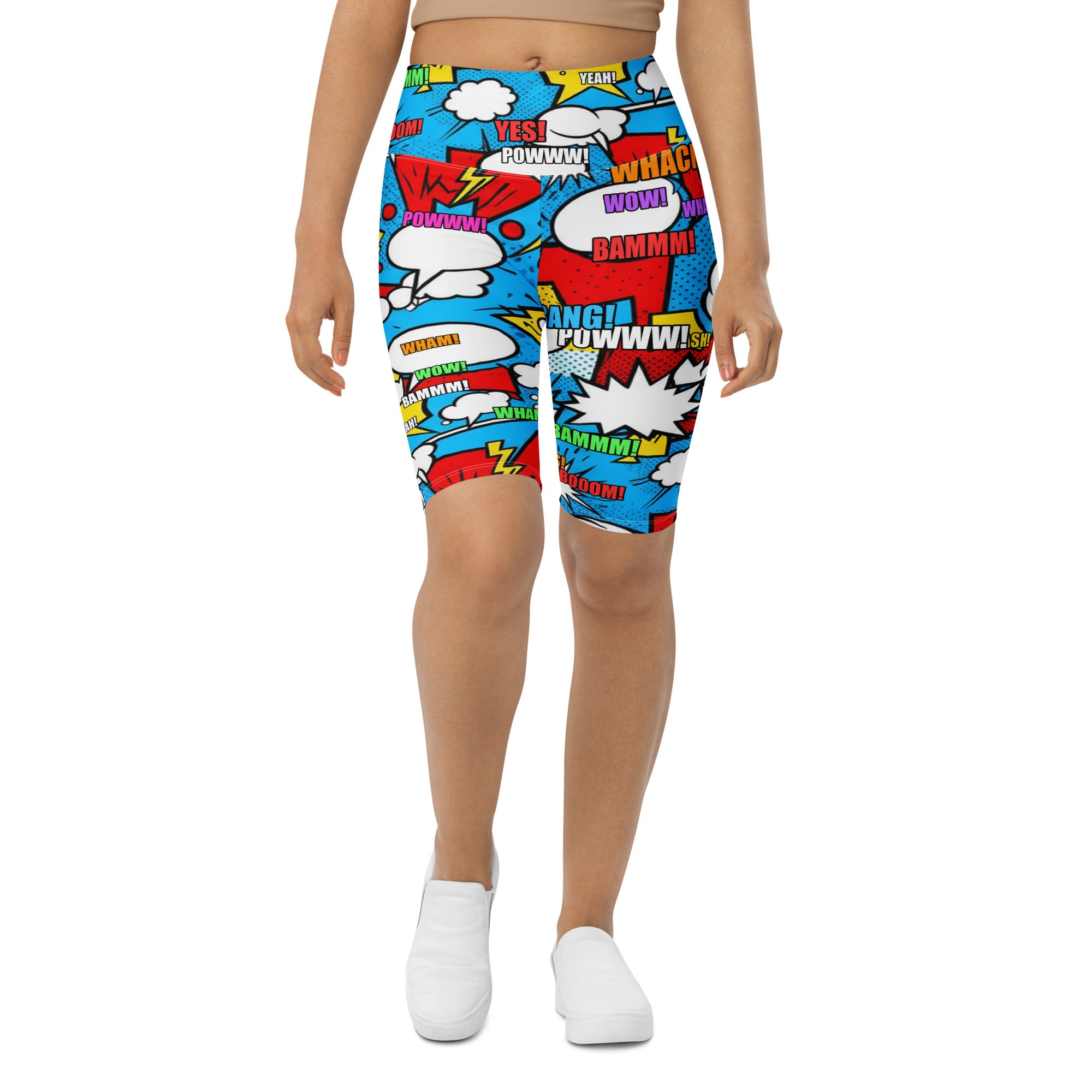 Comic Pop Electric Blue Bike Shorts | GearBunch