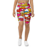 Women's comic pop sunset orange bike shorts front view