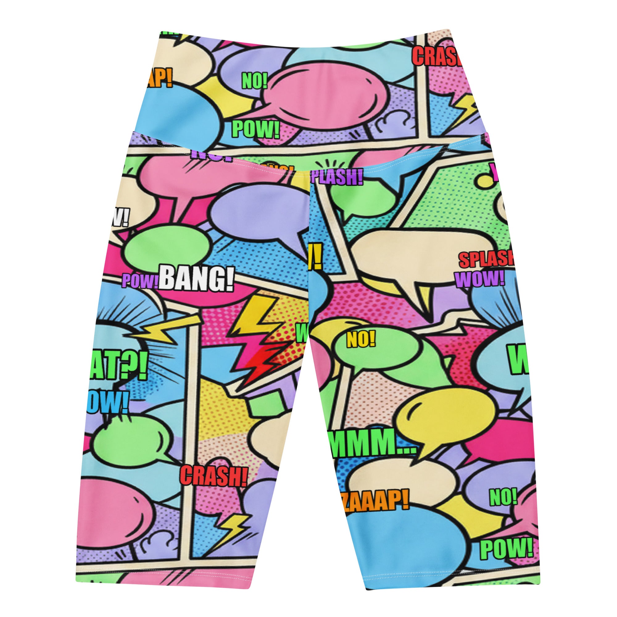 Women's comic pop candy pastel bike shorts front view