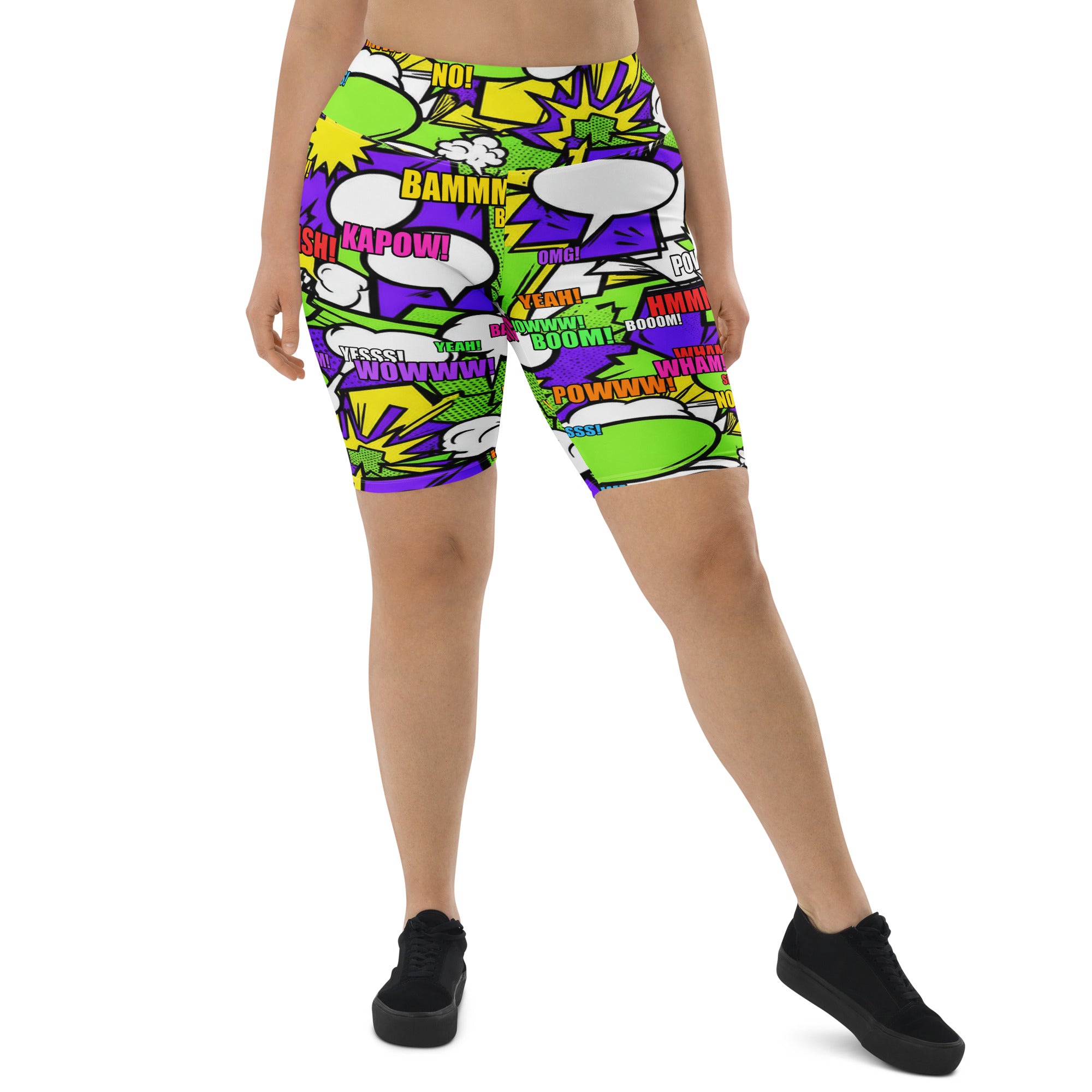 Comic Pop Toxic Green Bike Shorts | GearBunch