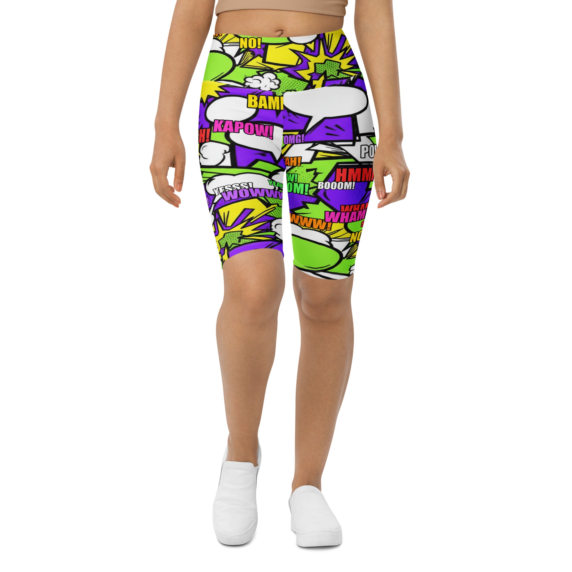 Comic Pop Toxic Green Bike Shorts | GearBunch