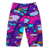 Women's comic pop galaxy purple bike shorts front view