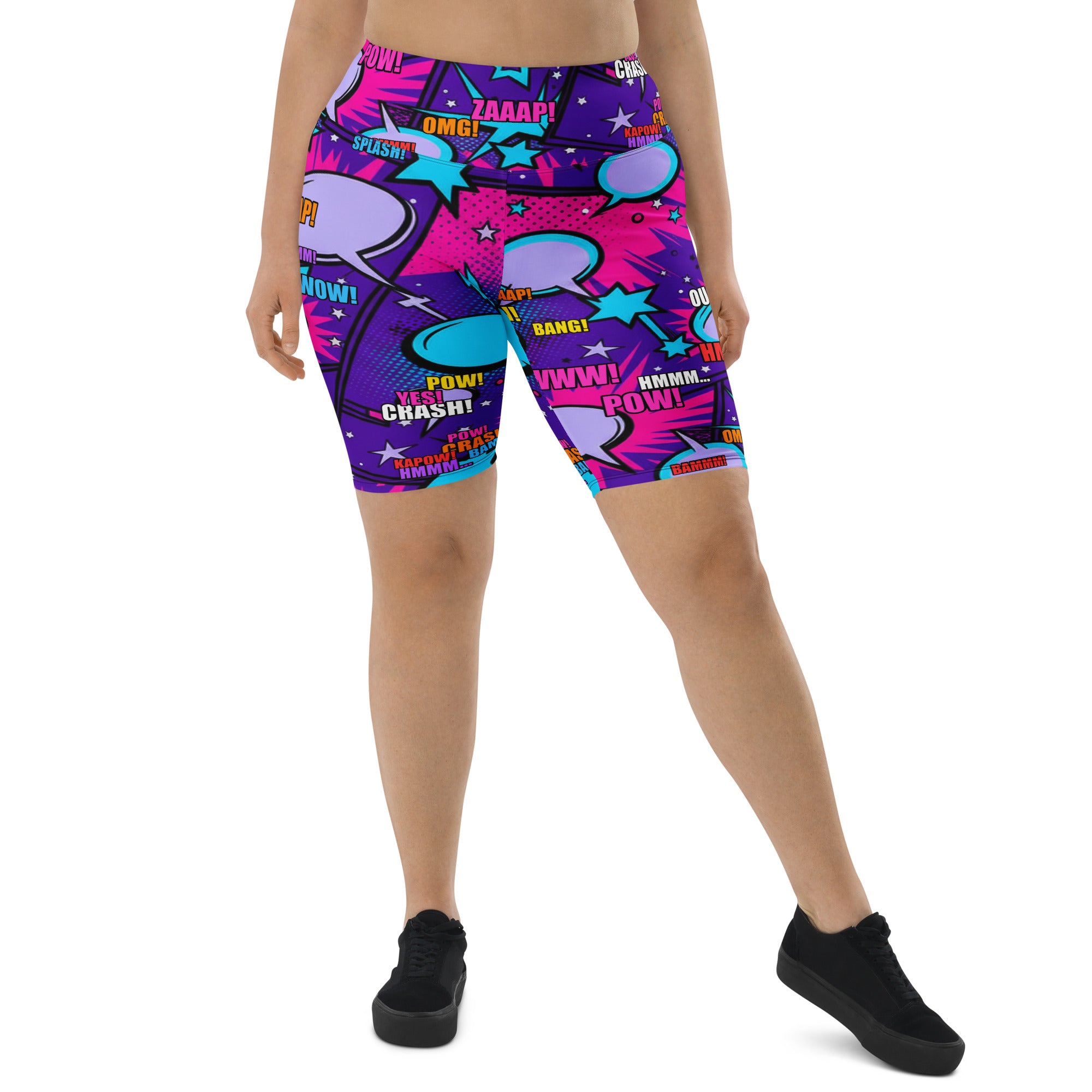 Comic Pop Galaxy Purple Bike Shorts | GearBunch