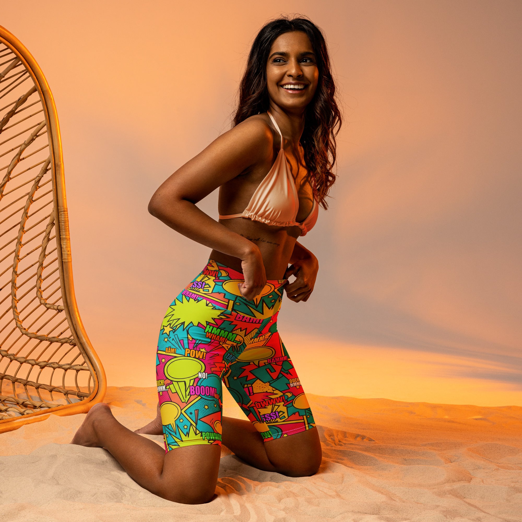 Comic Pop Tropical Bike Shorts | GearBunch
