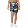 Women's comic strip printed bike shorts front view