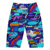 Women's comic strip space battle printed bike shorts front view