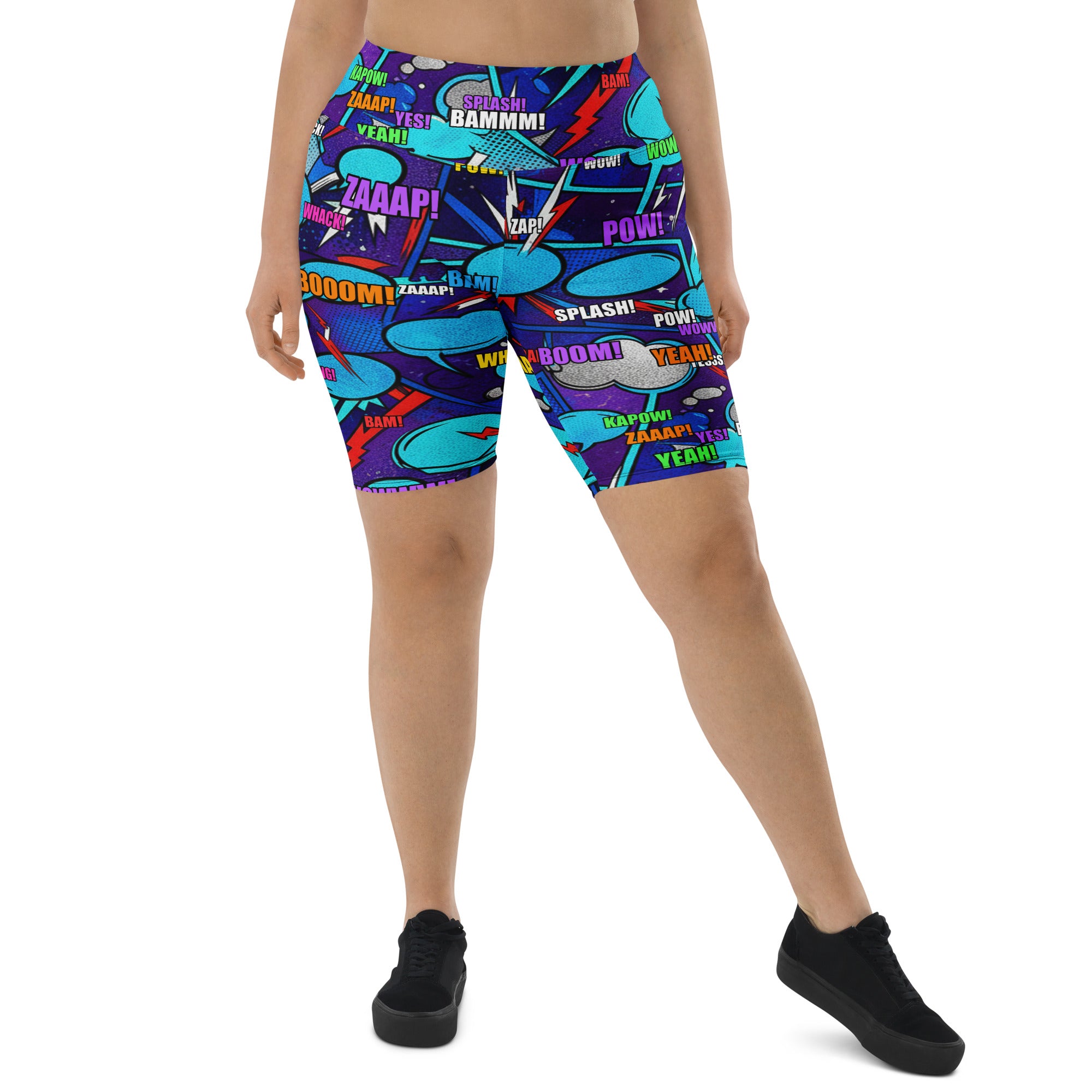 Comic Strip Space Battle Bike Shorts | GearBunch