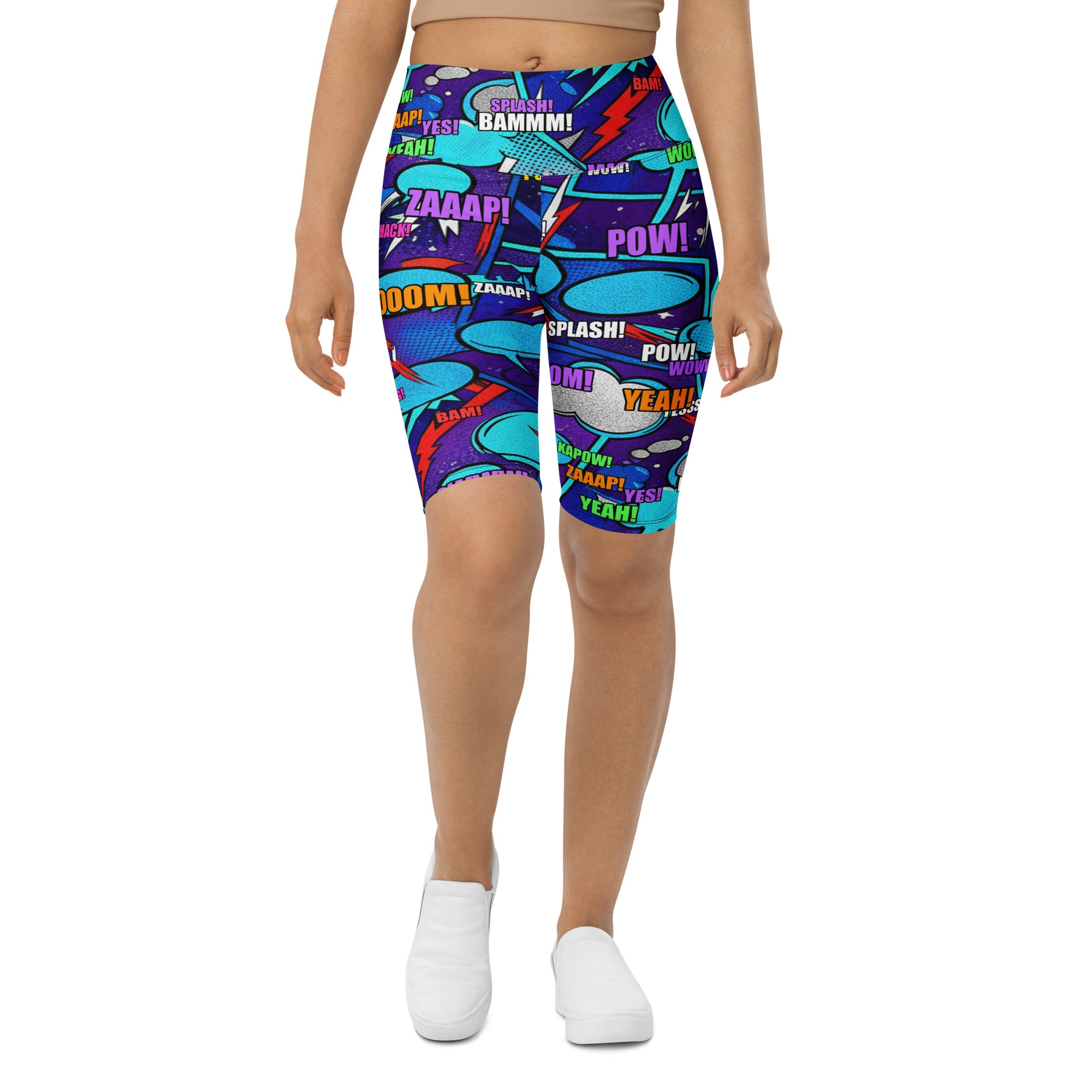 Comic Strip Space Battle Bike Shorts | GearBunch