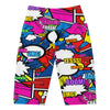 Women's comic strip ninja night bike shorts front view