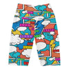 Women's comic strip printed bike shorts front view