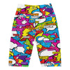 Women's comic strip graffiti street bike shorts front view