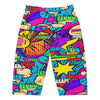 Women's comic strip pirate printed bike shorts front view