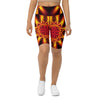 Women's psychedelic magma core printed bike shorts front view
