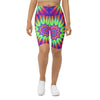 Women's psychedelic starburst printed bike shorts front view