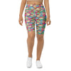 Women's kawaii sweet treats printed bike shorts front view
