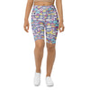 Women's kawaii sleepy time printed bike shorts front view