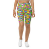 Women's kawaii tropical pineapple printed bike shorts front view