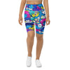 Women's anime collage neon tokyo printed bike shorts front view