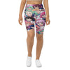Women's anime collage sakura school printed bike shorts front view