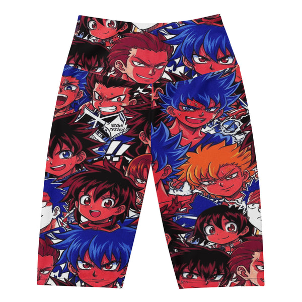 Women's anime collage dark shonen bike shorts front view