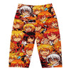 Women's anime collage fire spirit printed bike shorts front view