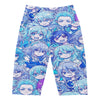 Women's anime collage ice kingdom printed bike shorts front view