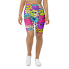 Women's vibrant cats everywhere printed bike shorts front view