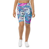Women's vibrant arctic friends printed bike shorts front view