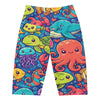 Women's vibrant under the sea printed bike shorts front view