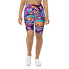 Women's vibrant space animals bike shorts front view